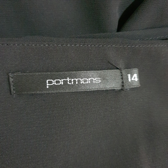 Portmans Size 14 Black Cold Shoulder V Neck Elasticated Waist Dress - Picture 8 of 11